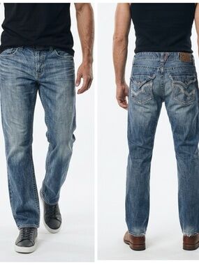 BIG STAR • Pioneer Boot Cut Jeans Embroidered Flap Pocket Medium Wash 34L
